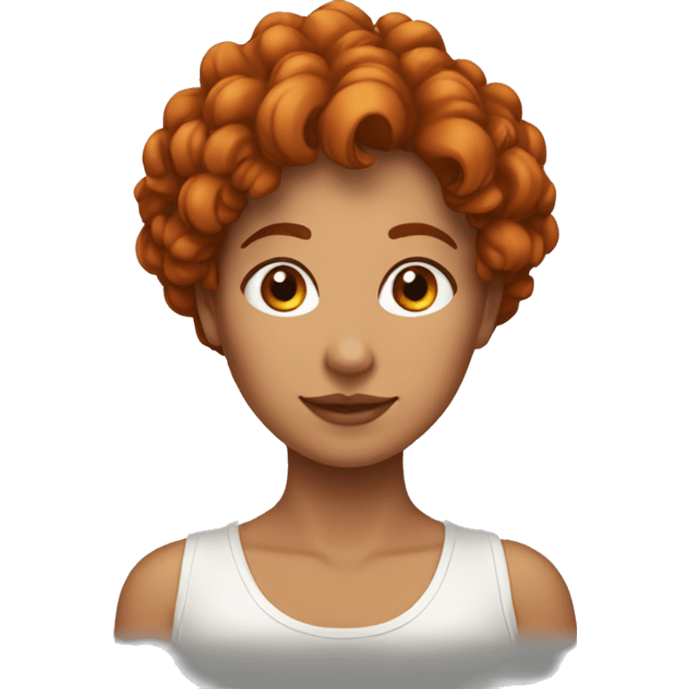 Femme avec cheveux courts et roux bouclés  emoji