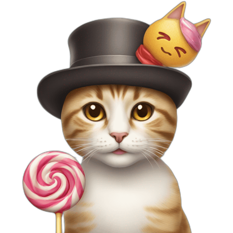 Cat with hat and lollipop  emoji