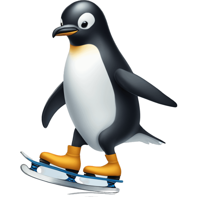 Ice skating penguin emoji