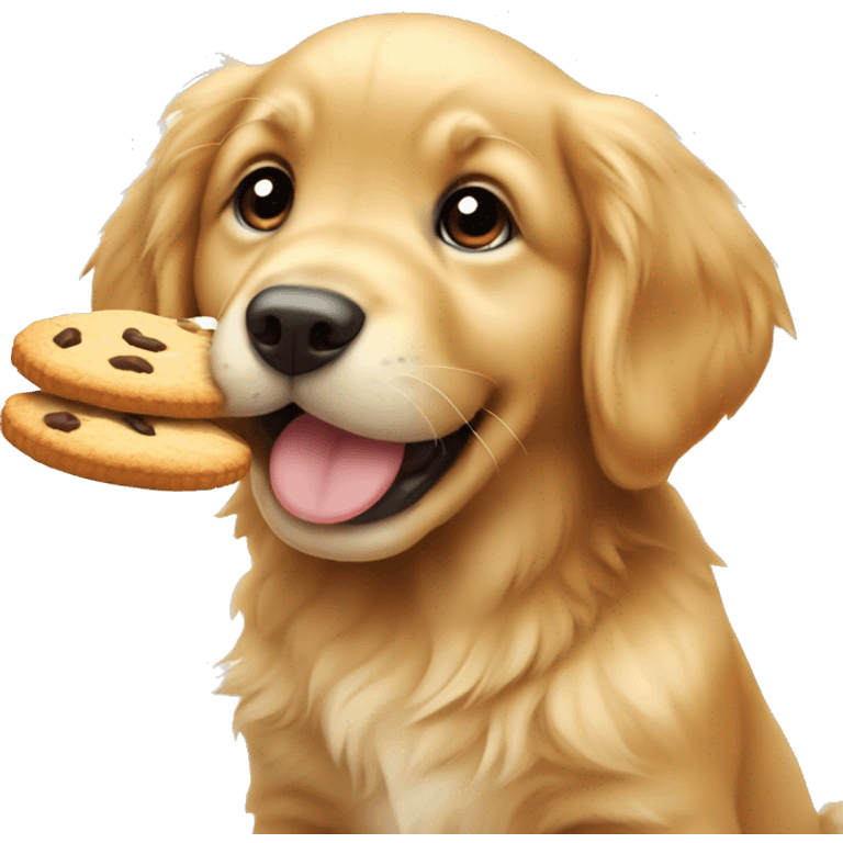 golden retriever puppy eating a cookie emoji