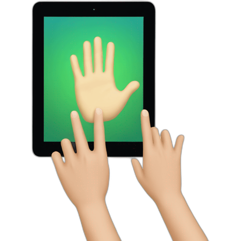 hand touching ipad emoji