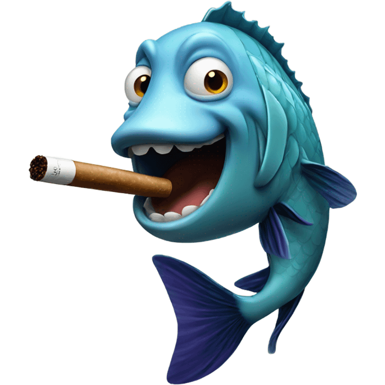 Fish smoking cigar emoji