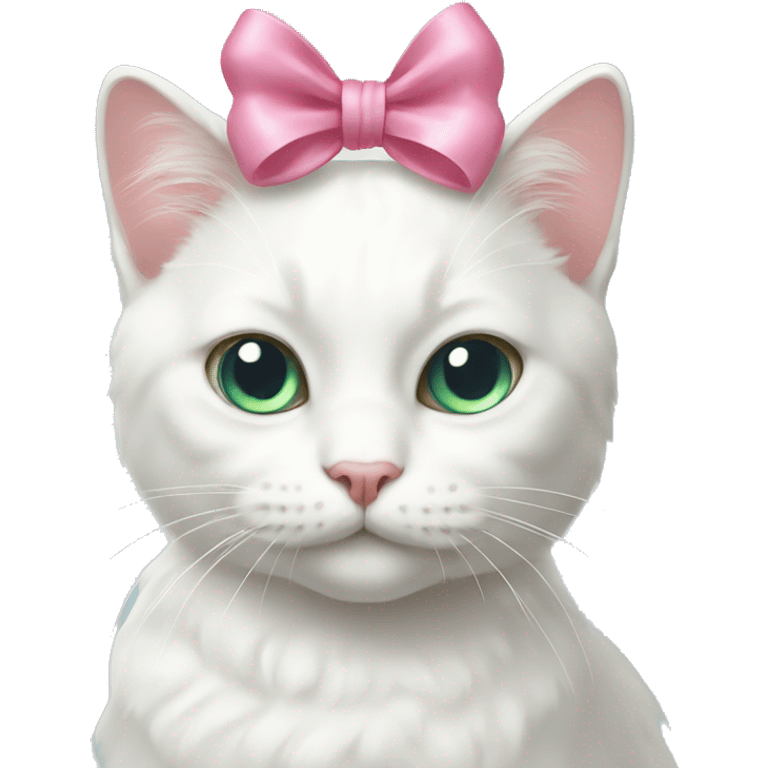 White cat with bow  emoji