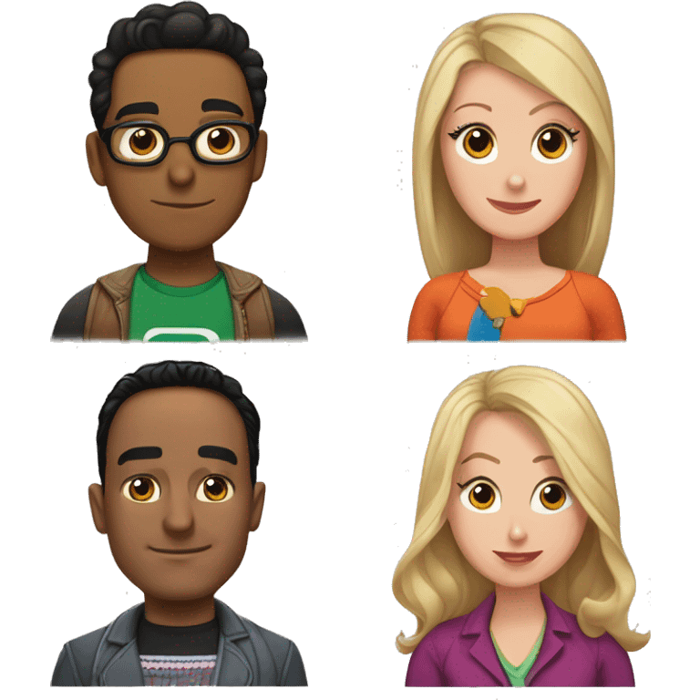 Penny, Leonard, Sheldon, Raj, Howard, Bernadette and amy from Big bang theory emoji