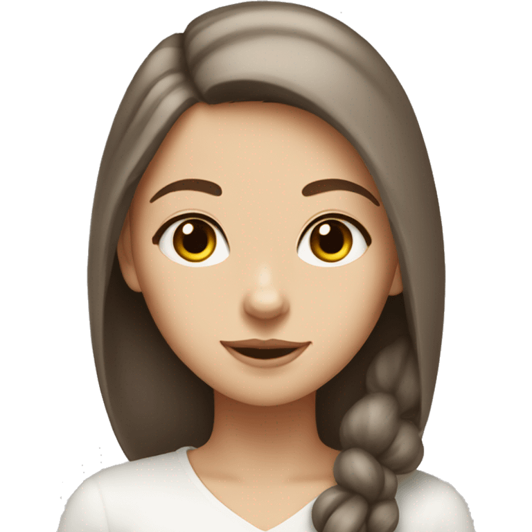 I am a brown-haired girl with gray eyes and a white Sam cat emoji