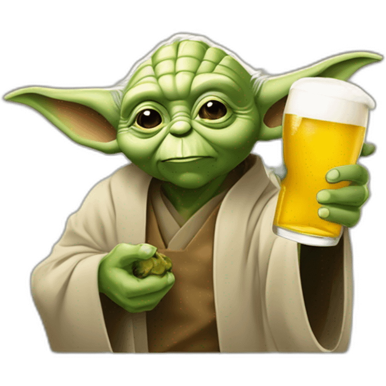 Maître Yoda avec une bière dans ses mains emoji