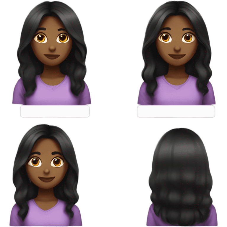 a black haired girl with medium long hair With a skin emoji