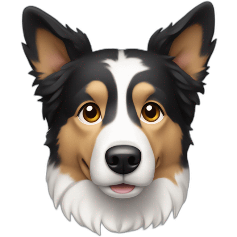 dog, short-hair, black-hair, white-chest, white-stripe-down-face, no-brown, border-collie, mcnab, terrier emoji