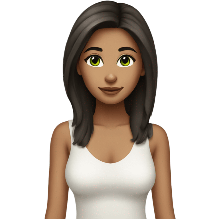 girl with olive skin dark medium hair green eyes long lashes  emoji