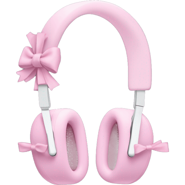 AirPod pro max headphones with thin pink bows tied around each ear emoji