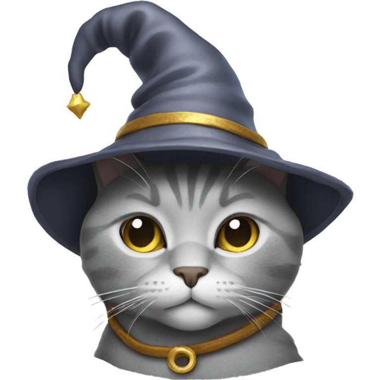 Grey cat with wizard Hat emoji