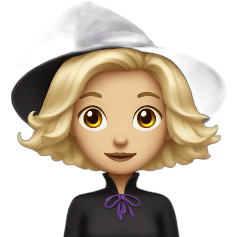 a little blondie with short hair dressed as a witch emoji