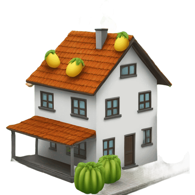 House with durians on roof emoji