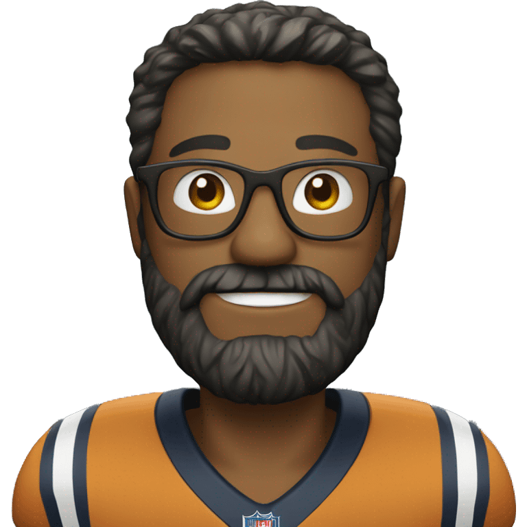 
A bearded man with glasses is holding a football emoji