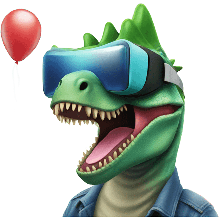 party dino wearing vr headset emoji