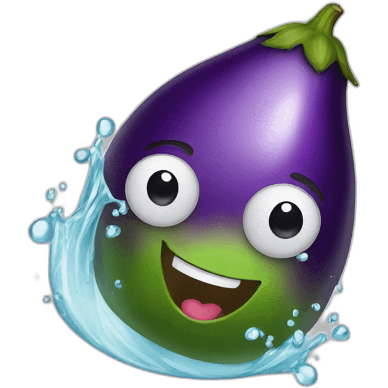 Eggplant squeeze throwing water emoji