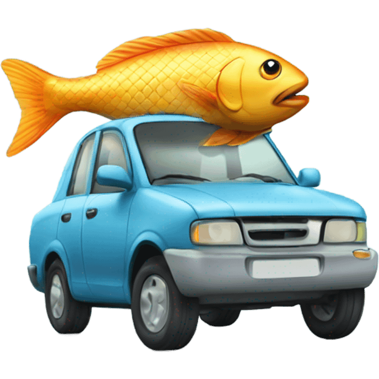 Fish driving car emoji