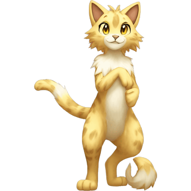 Anthro Fur-Sona shiny sparkle feline-Fakémon Full Body emoji