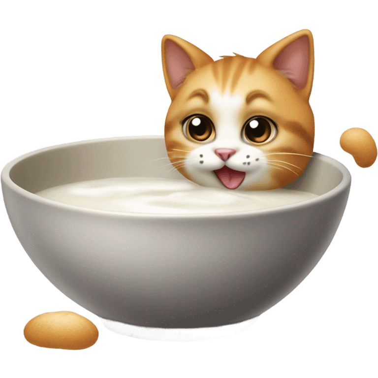 realistic cat drinking milk emoji