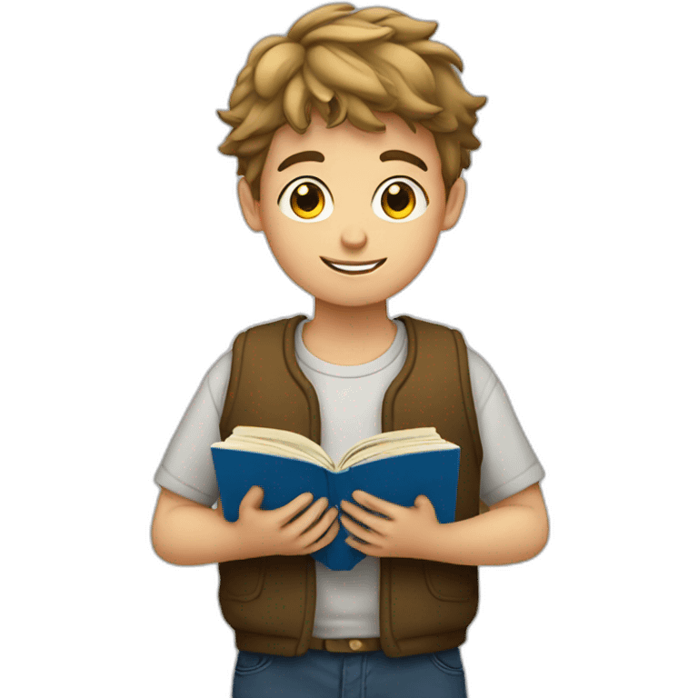 european boy reads a book emoji