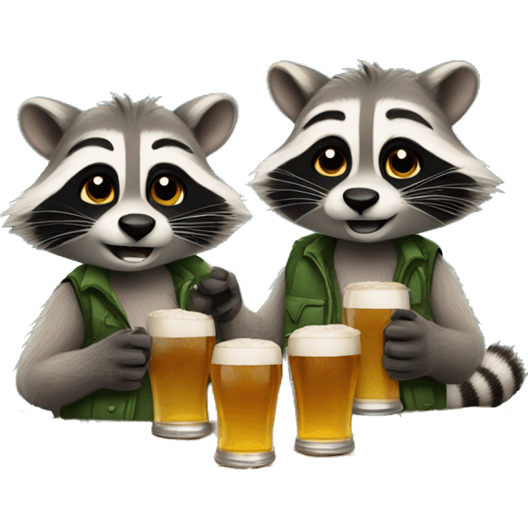 two raccoons drinking beer emoji