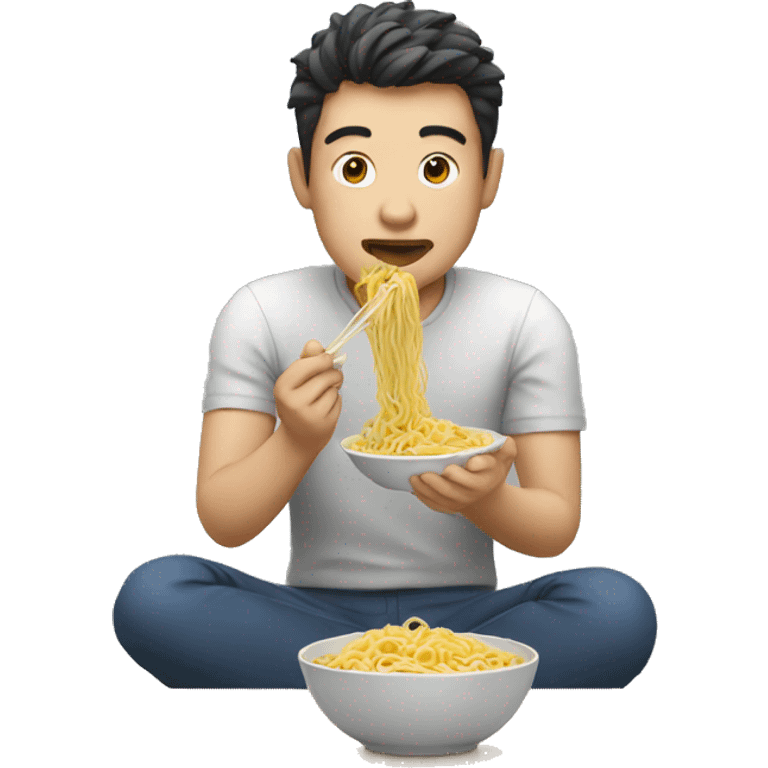 Man eating noodles emoji