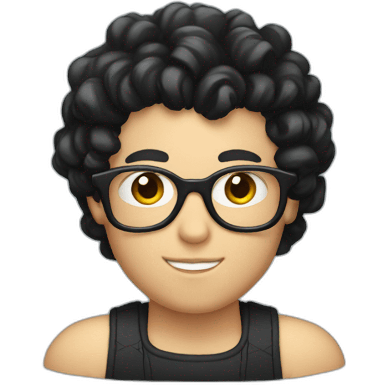 a white Boy with black hair and curlers, and with glasses on emoji