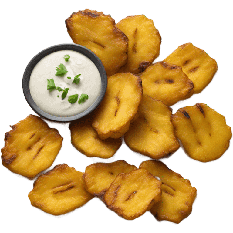 Tostones with white garlic sauce emoji