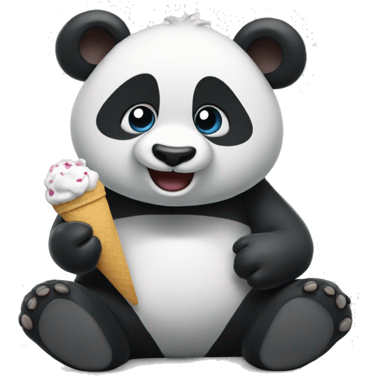 Panda eating ice crear emoji