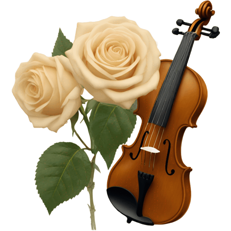 vintage violin and beige roses emoji