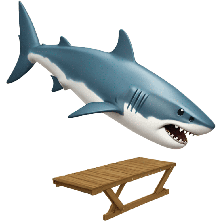 Shark doing a back flip off a diving board  emoji