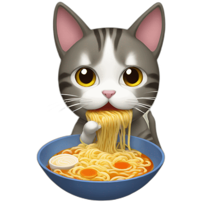 cat eating ramen emoji