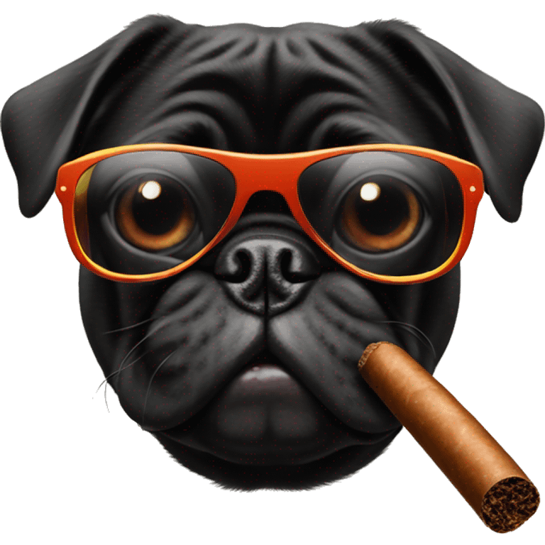 Black pug in sunglasses with a cigar in mouth emoji