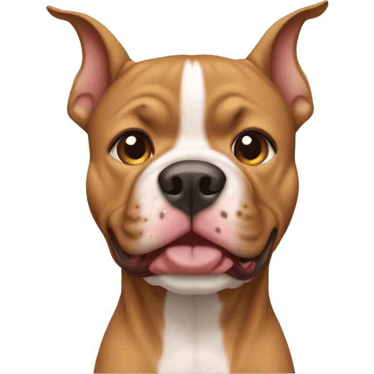 Light brown pitbull with ears cut and standing up emoji