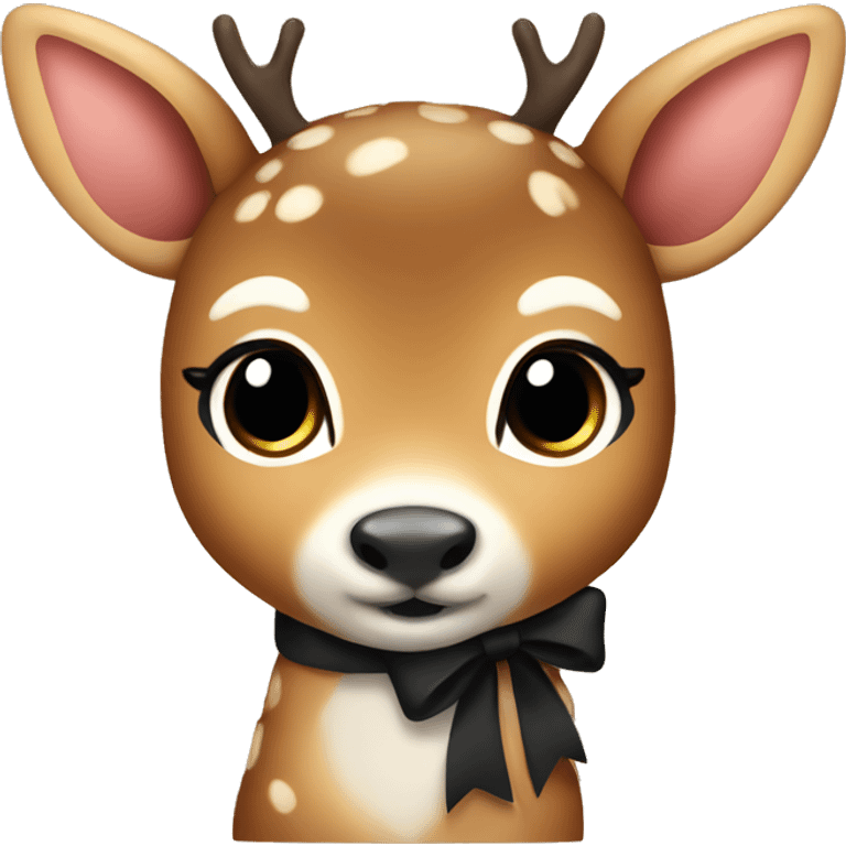 cute deer with black bow  emoji