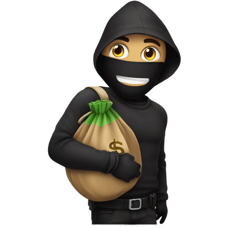 Robber emoji with a moneybag on shoulder emoji