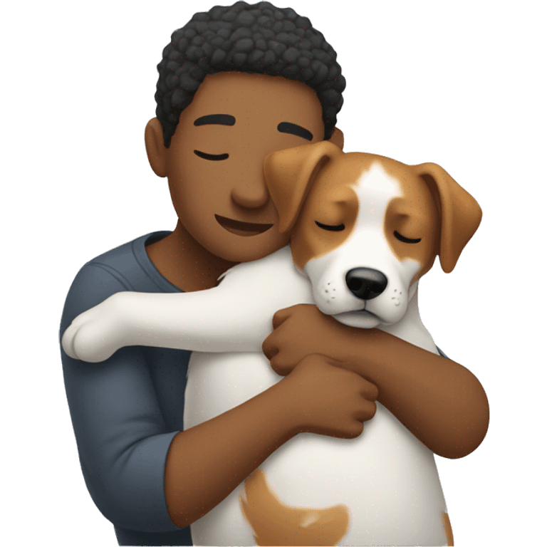 person cuddling a dog emoji