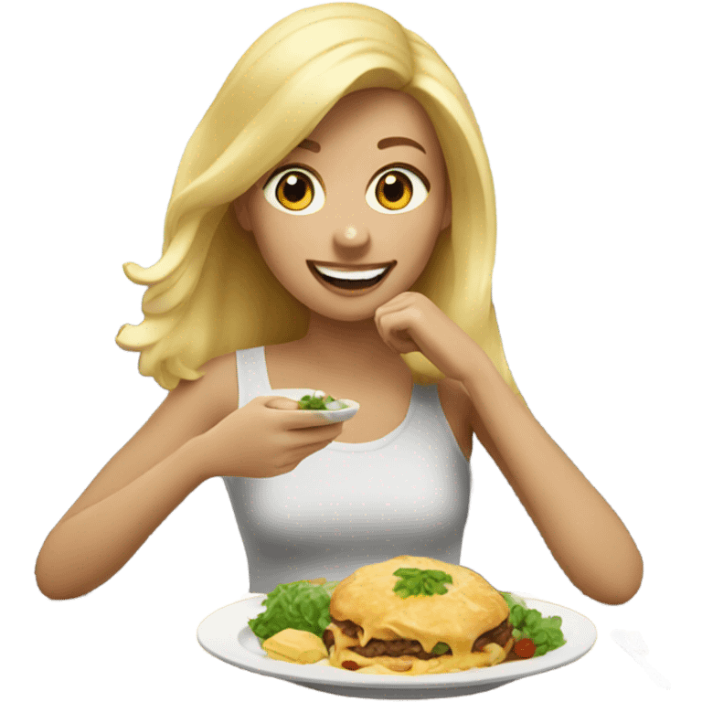 Blonde girl eating  emoji