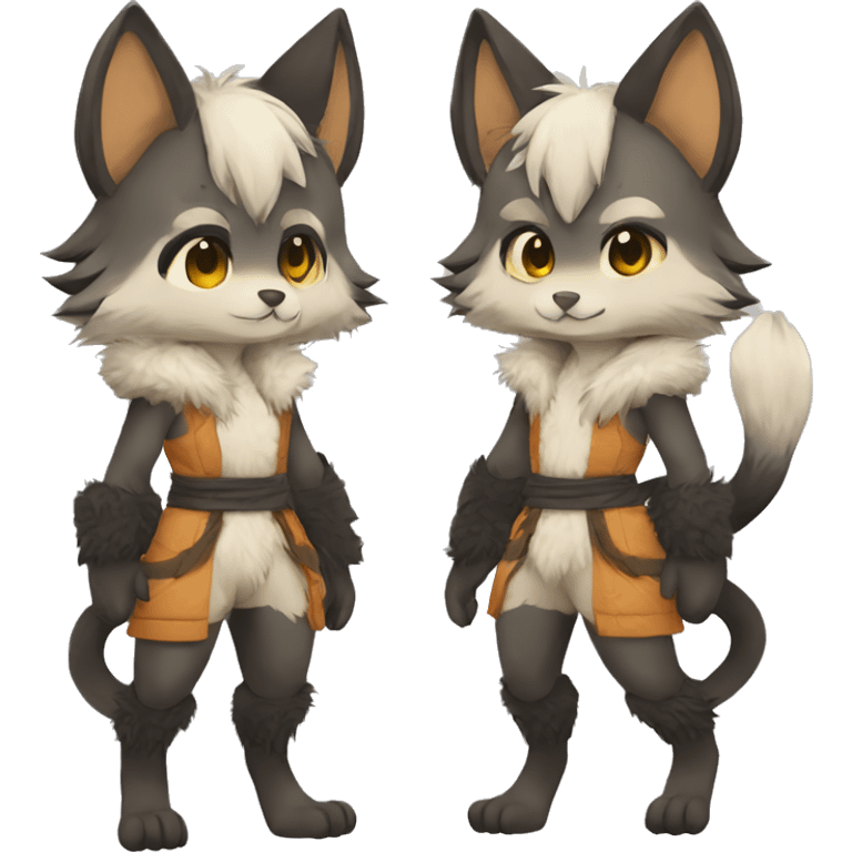 Kemono-style, Chibi, Anthro-Fur-Sona-Fakémon, clothing, Full Body emoji