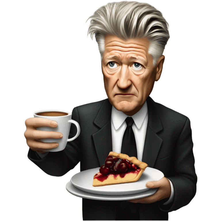 david lynch with coffee and cherry pie emoji