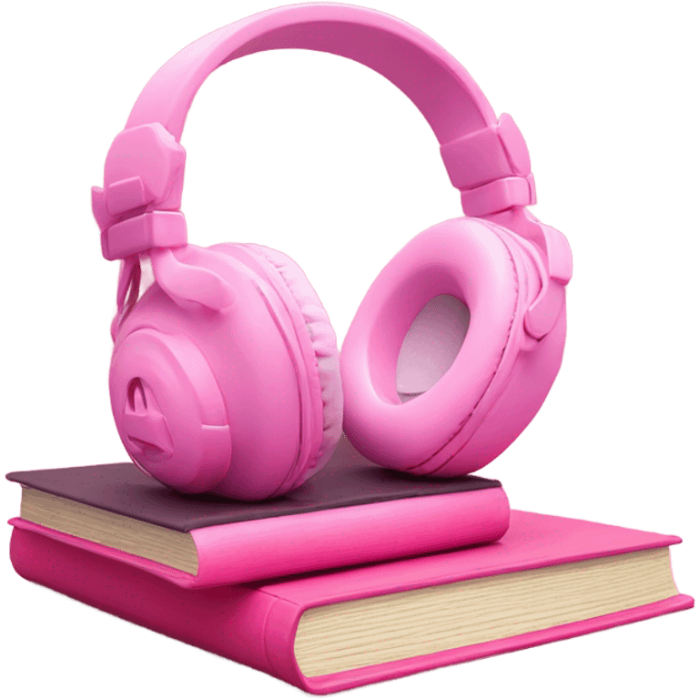 pink head phones on top of pink book and pink bow emoji