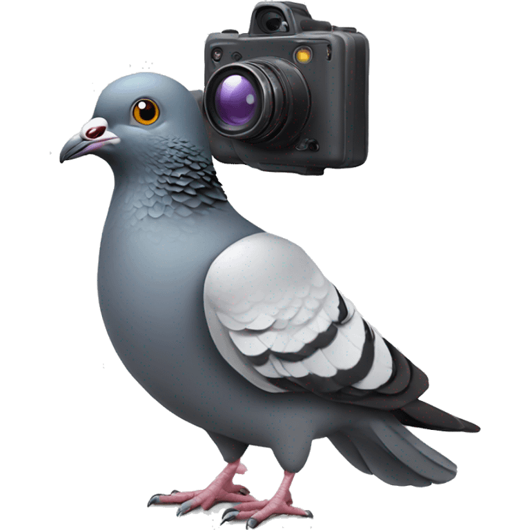 Pigeon with camera on head emoji