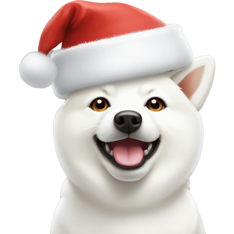 White Shiba Inu in Santa hat emoji