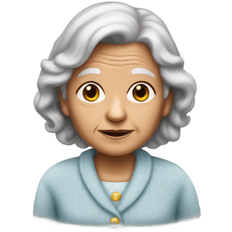 Old lady with long brown hair in pajamas and a sweater  emoji