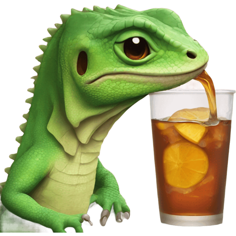 Lizard drinking sweet tea in the sun emoji