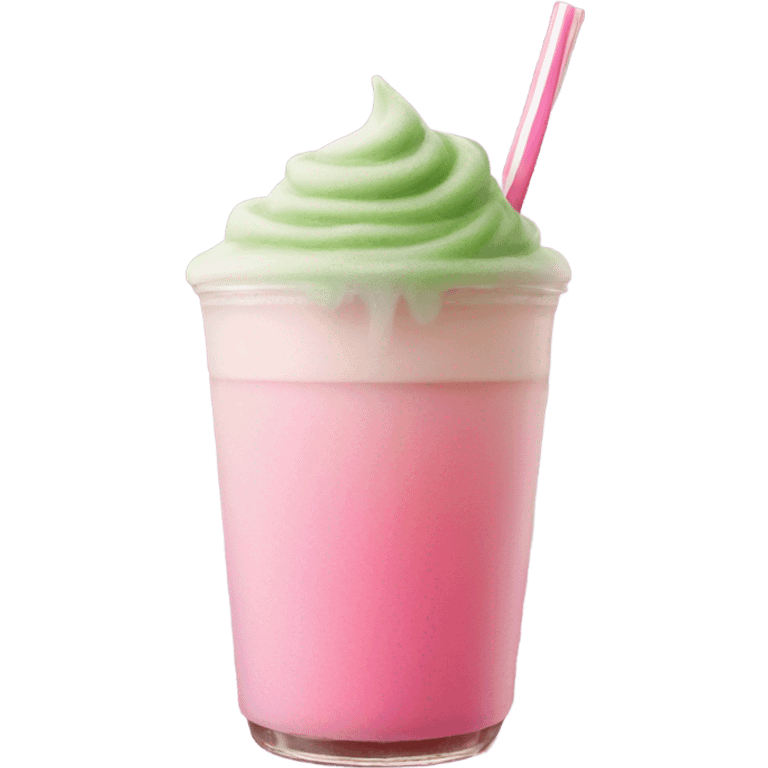 Matcha iced with pink foam emoji