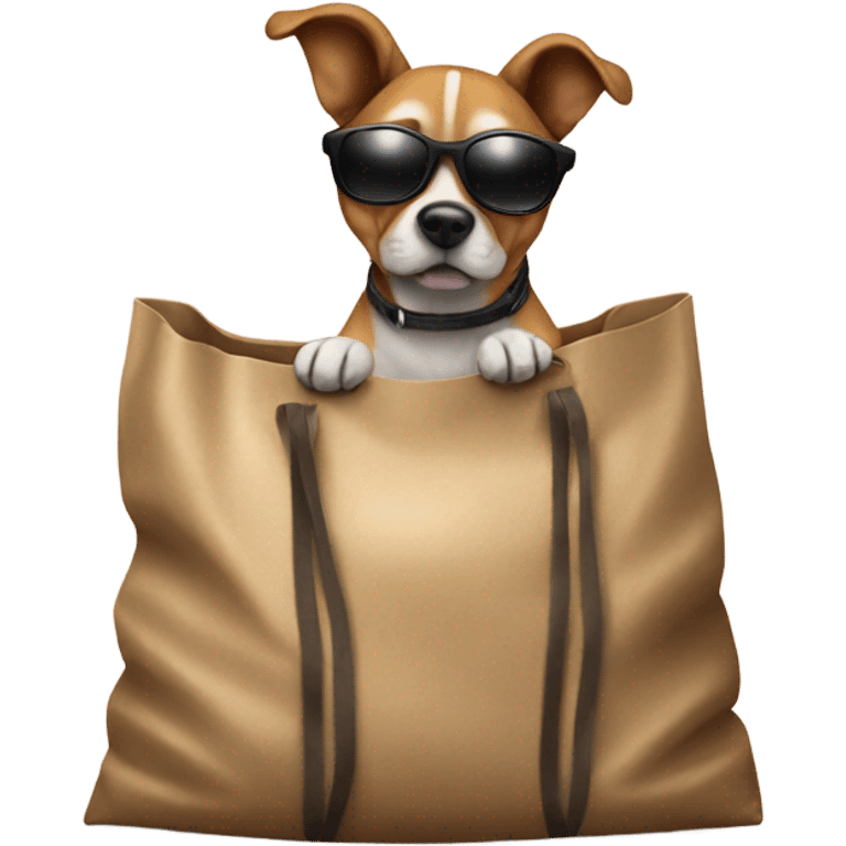 realistic dog in a bag sun with glasses background  emoji