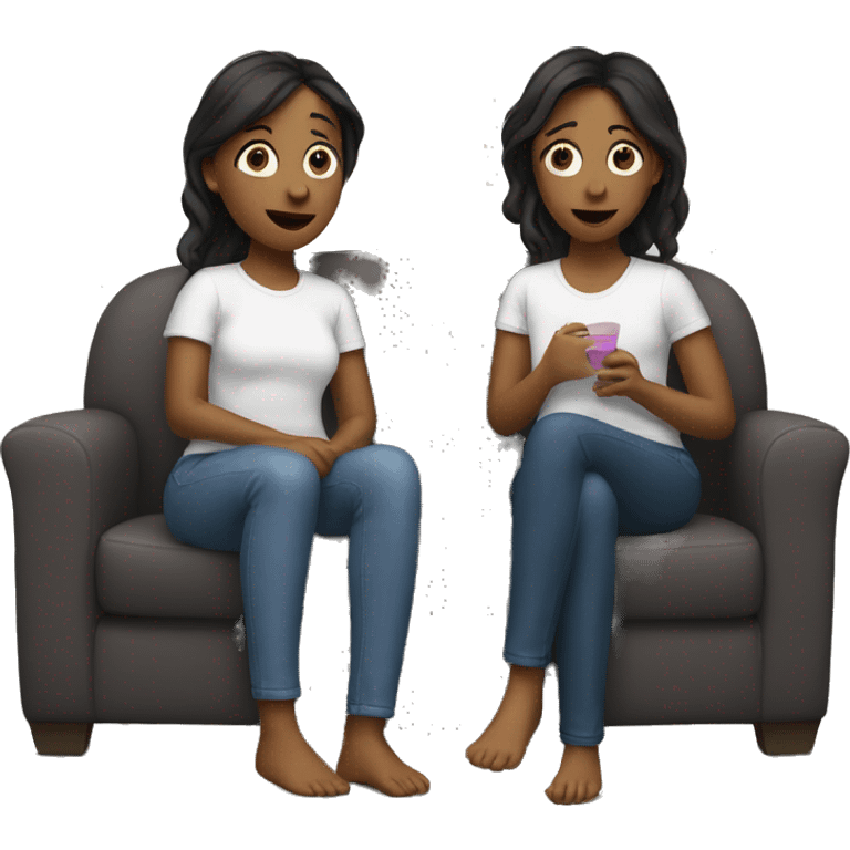 Two sisters watching tv emoji