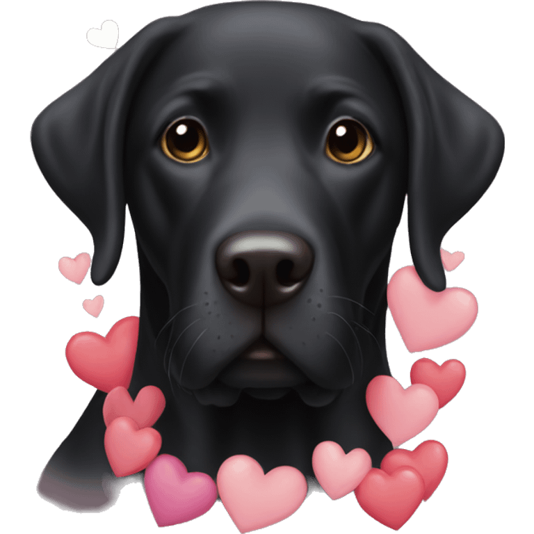 Black lab with hearts  emoji