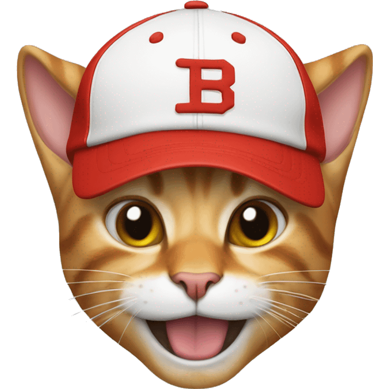 cat with buck teeth and a red sports cap emoji